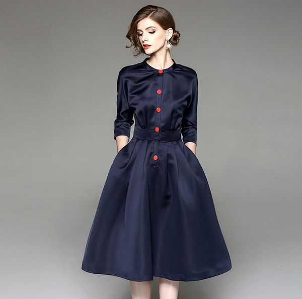 

2021 women office wear auutmn half sleeve slim long robe ladies elegant plus size party es vestidos ueg7, Black;gray