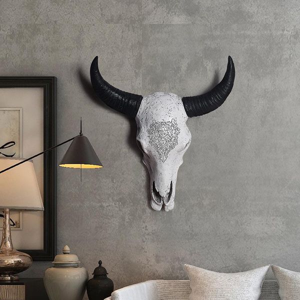 

decorative objects & figurines retro resin bull head wall hanging decoration american style home decor living room restaurant bar background
