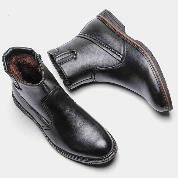 

dress shoes botas de inverno para homem quente wootten marca masculina couro com zÃ­per tamanho 40-45 tornozelo sapatos iccm, Black