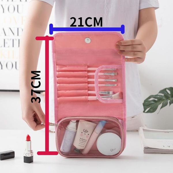 

cosmetic bags & cases bag makeup organizer pvc purse waterproof push-button portable bathroom folding travel storage
