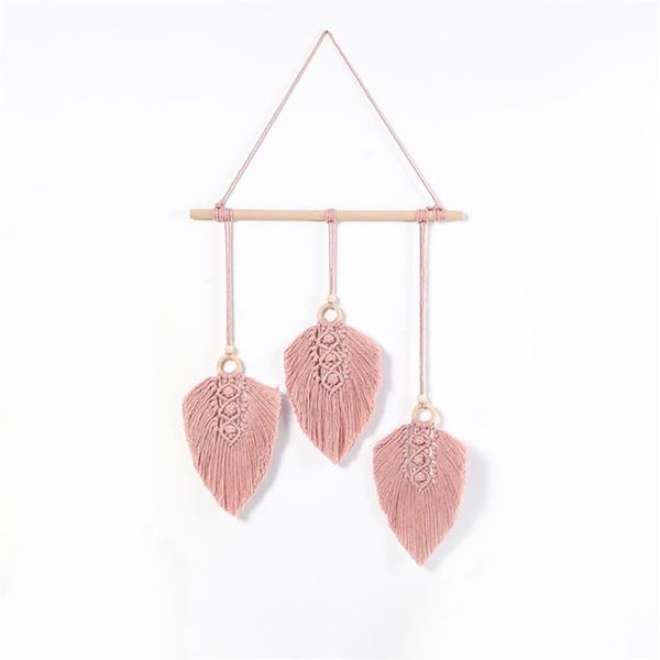 

nordic style 7 colors leaves macrame wall hanging tapestry handwoven cotton tapestry for bedroom baby room wall boho decor