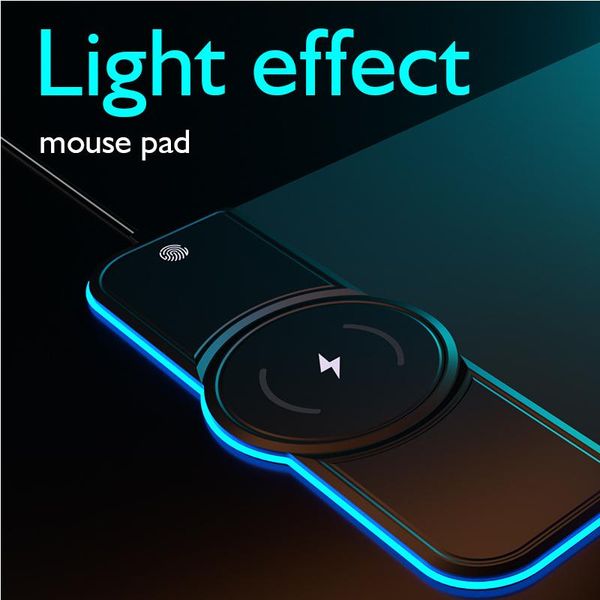 

mouse pads & wrist rests wireless charging rgb electric pad 10w/7.5w luminous big gaming computer mousepad pc desk play mat with backlit