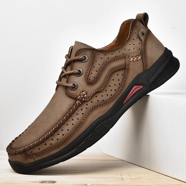 

2021 outdoor men's shoes leather casual busins dad large four seasons, Black