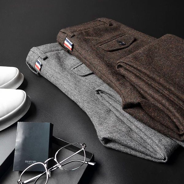 

men's suits & blazers padded trousers pants retro tweed casual long pant wear gentleman suit male man plus size, White;black