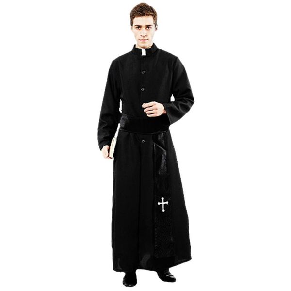 

theme costume umorden black noble priest men religious pastor father costumes halloween purim party mardi gras fancy dress, Black;red