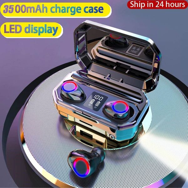 

mijiyu 3500mah led charging box bluetooth earphones wireless headphones with mic sport waterproof headsets earbuds earphone