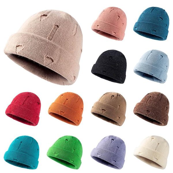 

beanies 2021 winter warm hats for women men knitted cap casual solid color hip-hop skullies beanie female hat