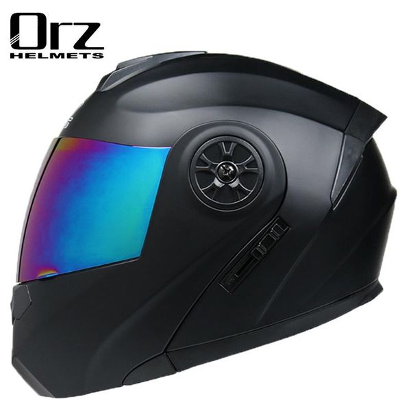 

motorcycle helmets orz 2021 racing motobiker flip up modular dual lens helmet full face safe men women