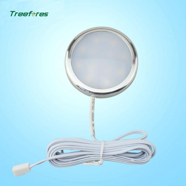 

6 pcs dc12v 2.5w round aluminum led closet lighting furniture shelf light kitchen showcase under cabinet lights puck lamps