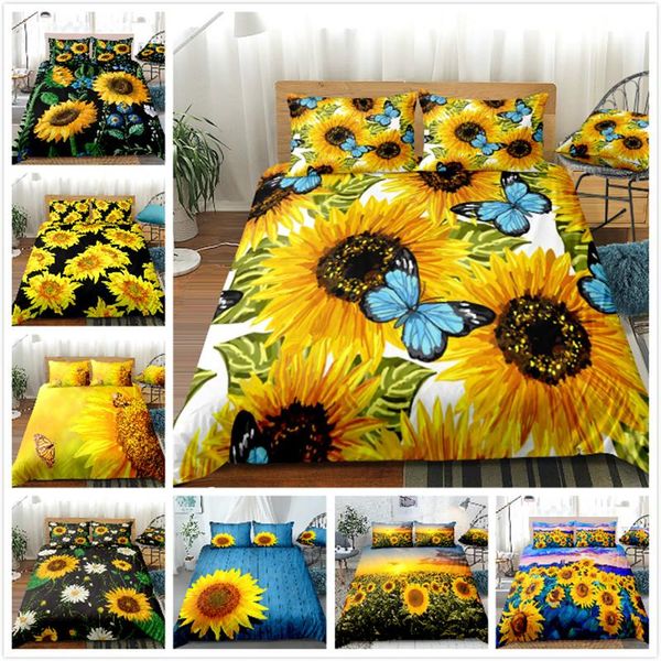 

bedding sets flower foreign trade home textile sunflower two or three piece set