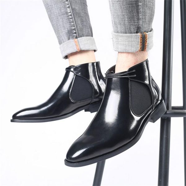 

dress shoes wedding men official leather oxford shoe for mens formal big size 47 48 man boots autumn boot, Black