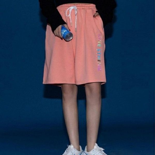 

men's shorts female and male summer 2021 reflective ins tide wear loose harajuku straight tube casual five-point pants, White;black