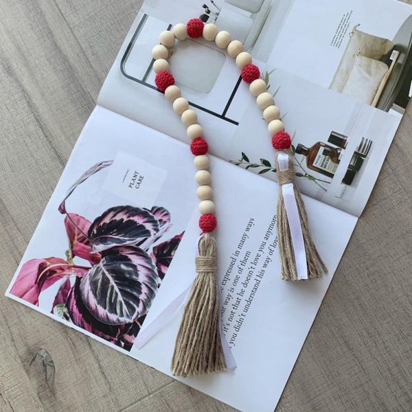 

nordic wood bead garlands with tassels farmhouse beads rustic country decor kid room wall hanging ornament home decoration