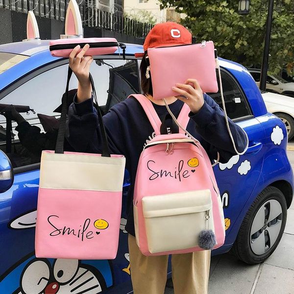 

school bags 2021 girl bag for teenage solid backpack college schoolbag women student black lace bow bundle