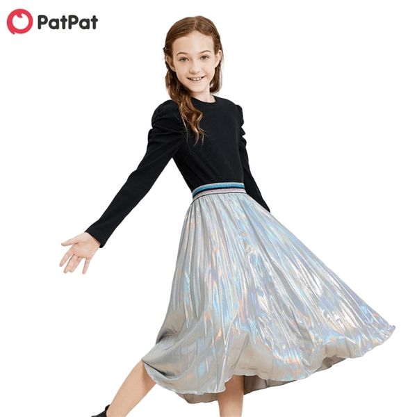 

arrival spring kid girl solid & metallic skirt set 210528, Red;yellow