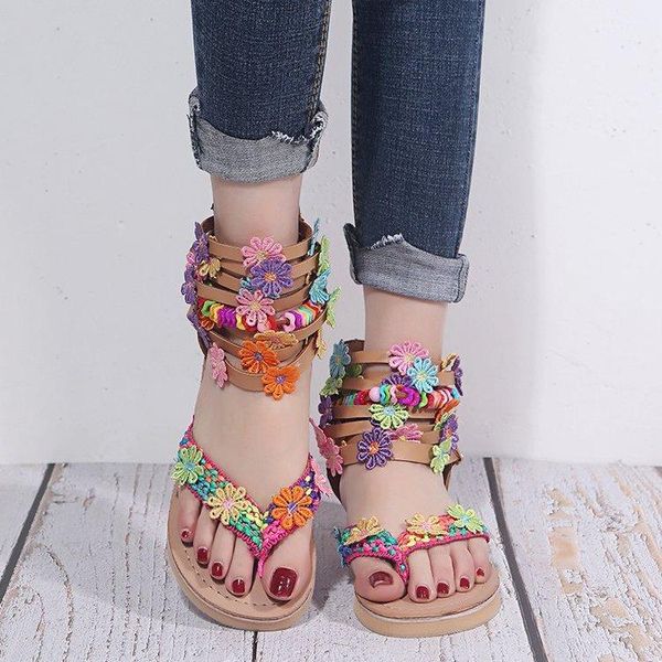 

toe ladies sandals 2021 shoes handmade flower, Black