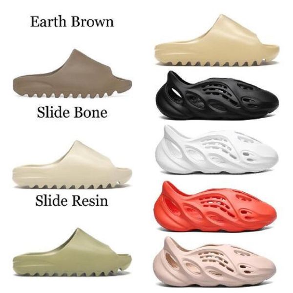 

2021 slides slippers foam runner desert sand triple black bone white resin slide sandal mens slipper