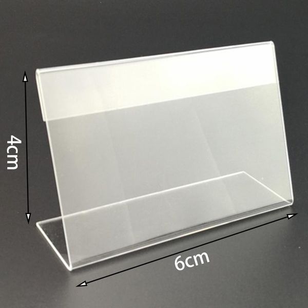 

frames 25pcs 6*4cm acrylic l-shaped price tag display holder rack label stands tool for utility poles, tags