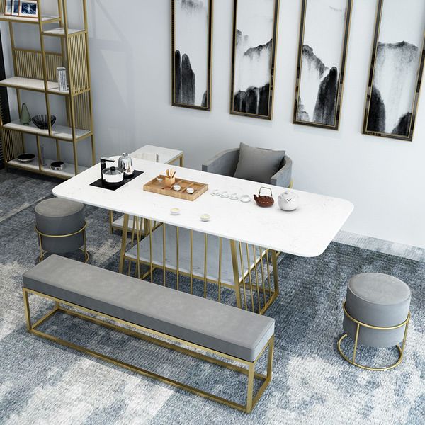 

2021 living room furniture modern marble tea table and chair combination