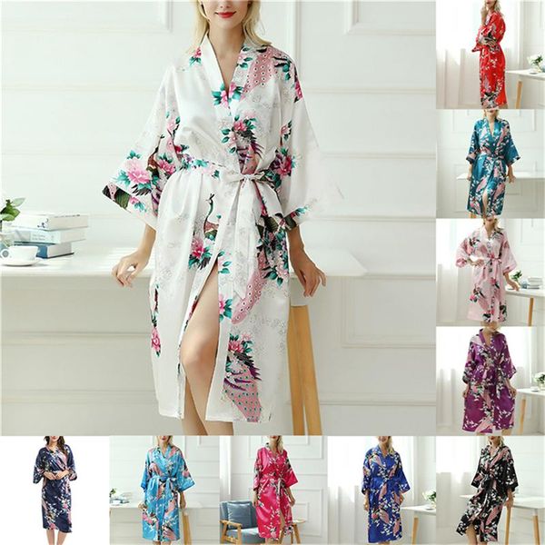 

2021 women nightgown fashion printed floral pajamas ladies deep v-neck lingerie women underwear with belt decor for female, Black;red