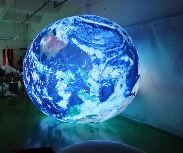 

2m hanging led inflatable earth ball giant inflatable globe balls for events decoration