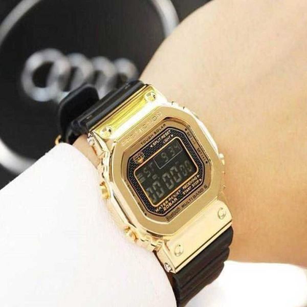 

wristwatches gmw-b5000 leisure sports quartz men's watch led digital square dial 35th anniversary world time of high quality, Slivery;brown