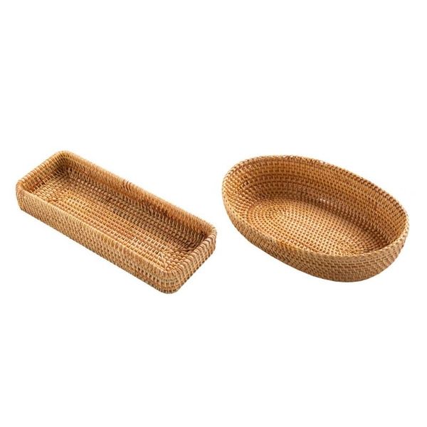 

storage baskets hand-woven rattan basket bread fruit food breakfast display tray chopsticks spoon fork box wholesale