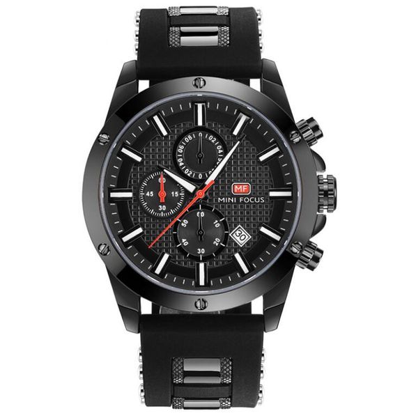 

Chronograph and Date Sports Watch Men Fashion Men's Quartz Wristwatch Gentlemen Silicone Strap Clock Male Hand Time, Gold