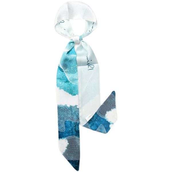 

scarves 2021 fashion long small silk scarf hair fairy wrist ribbon female korean joker women skinny headband, Blue;gray