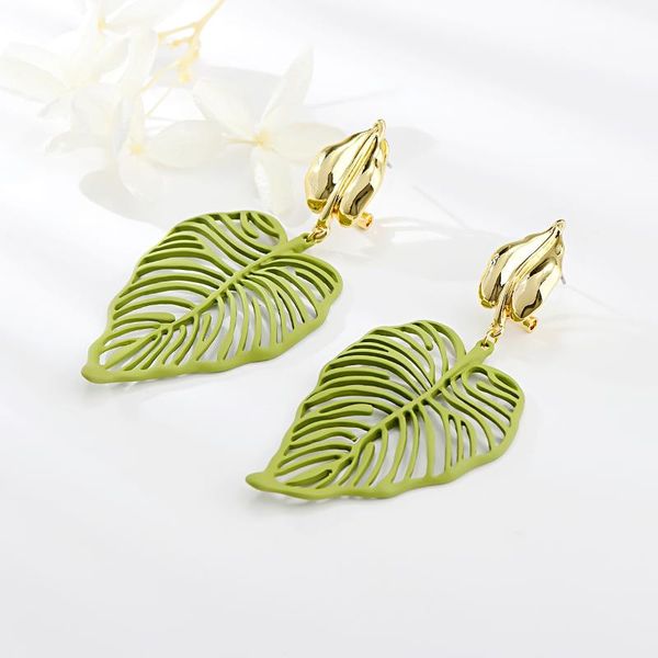 

dangle & chandelier viennois colorful leaves drop earrings for women korean sweet enamel fashion jewelry wedding anniversary gifts, Silver