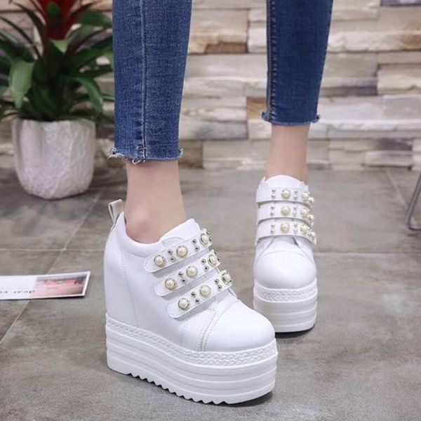 

dress shoes 2021 designer women high platform wedge sneakers solid hidden heel casual woman thick bottom girl female, Black