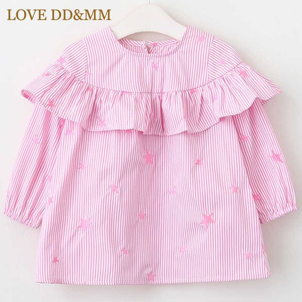 

love dd&mm children's shirt spring children's cute little girl cute stars stripes comfortable doll shirt 210715, White;black