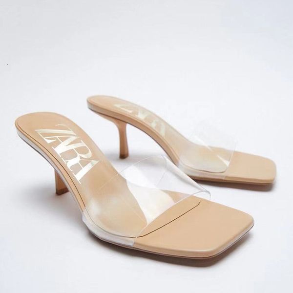 

slippers summer pvc women high heel open toe sandals transparent fashion fairy style vu23, Black