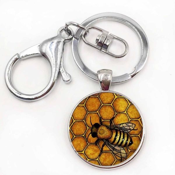 

keychains children's jewelry hanging bee punk collecting honey logo pendant keychain gift, Silver