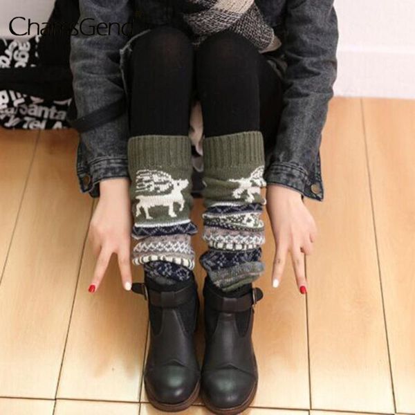 

socks & hosiery 2022 christmas winter warm snowflake elk printed cable knit knitted crochet high long casual foot, Black;white