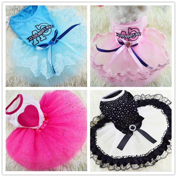 

spring and summer dog clothes pet products drill love skirt