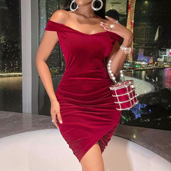 

casual dresses women's one shoulder stitching solid color wrapped hip sequins long sleeve mini dress robe femme soiree women, Black;gray