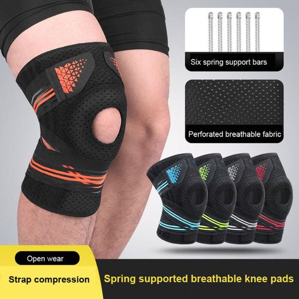 

kokossi one piece sports kneepad men pressurized elastic knee pads support fitness gear basketball volleyball brace protector, Black;gray