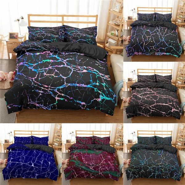 

bedding sets home textile luxury 3d marble print 2/3pcs comfortable duvet cover pillowcase  and king eu/us/au size