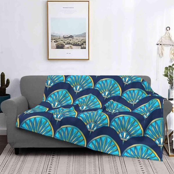 

blankets art deco fan blue #artnouveau air conditioning blanket soft throw pattern vintage nouveau geometric