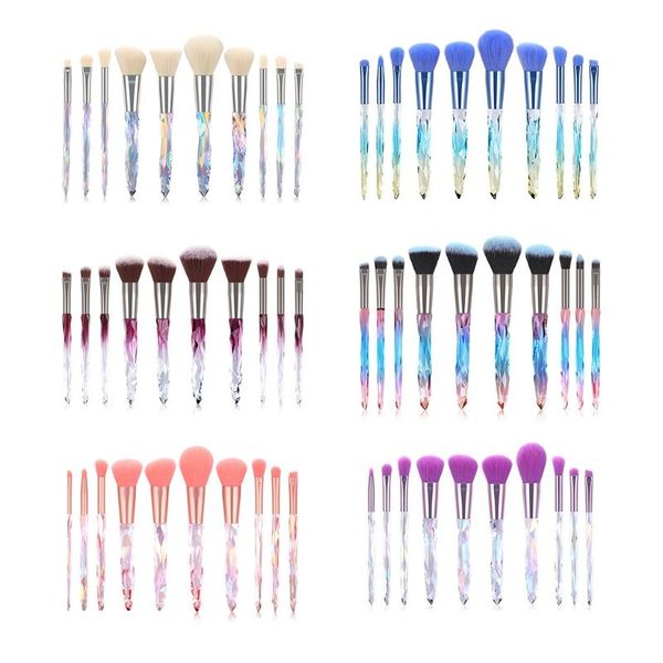 

makeup brushes crystal set,10xprofessional brush kit with soft bristle blush concealer eyeshadow eyeliner for girl c1ff