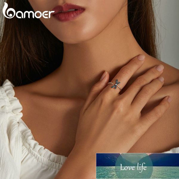 

bamoer vintage green dragonfly ring 925 sterling silver adjustable finger ring with clear cz for women diy making jewelry factory price expe