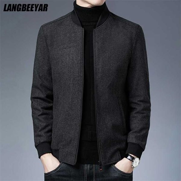 

brand casual fashion baseball collar autumn winter mens coat men clothing fashion jacket solid classic windbreaker 211217, Black;brown