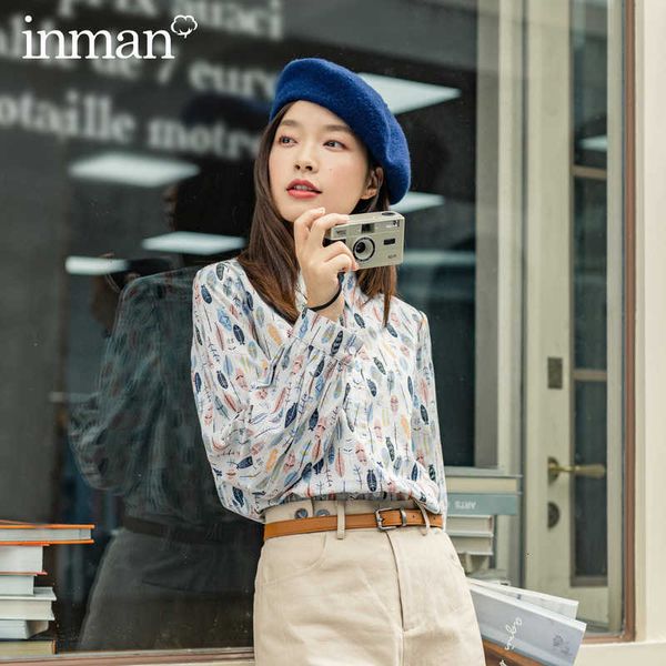 

women's blouses & shirts blouses spring autumn leaves print long sleeve lapel youth women blouse 46l0, White