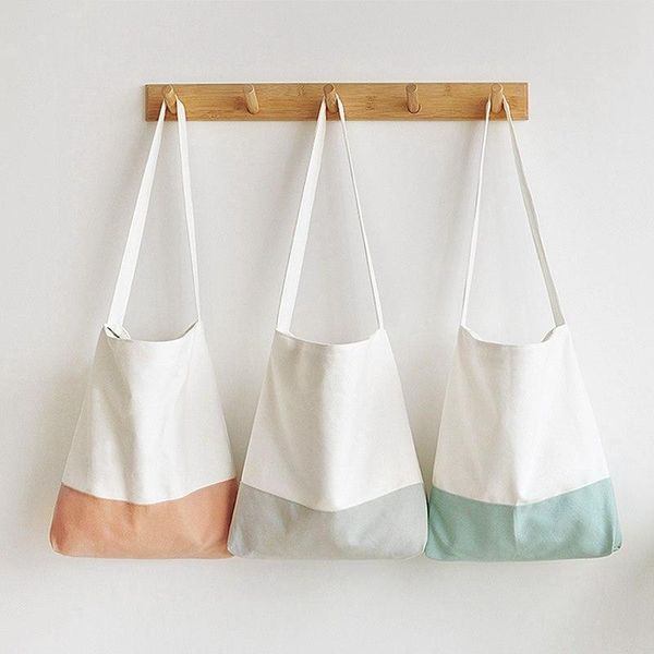 

storage bags ins simple canvas bag women's shoulder messenger daily protection shopping kitchen accessories home decor gift