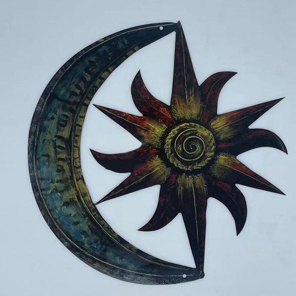 

decorative objects & figurines sun and moon wall decor celestial themed statue hanging metal artistic ornament for home dfds889