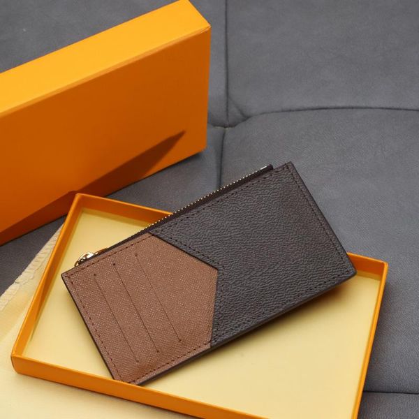 

card holders luxury designer women zip coin purse bank package holder lady's bags with box, Brown;gray