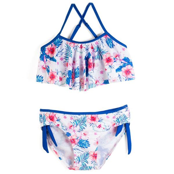 

one-piece suits girls flounce swimsuits 2021 summer white swimwear for floral bikini children 2-pieces cute swim beach wear g-jx1