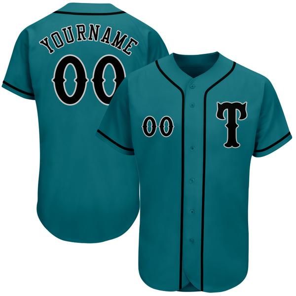 

custom aqua black-gray authentic baseball jersey, Blue;black