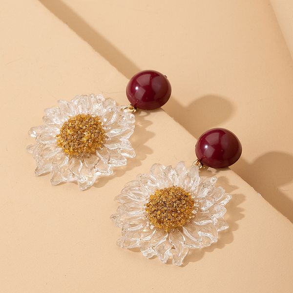 

korean small fresh and lovely flower earrings sweet simple sen long female, Silver